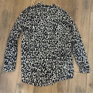Zara Black and White Leopard Print Blouse